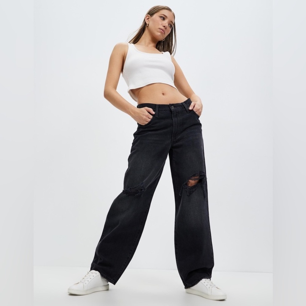 Levi’s Premium Baggy Dad Distressed Jeans in Rake it Up Black NEW